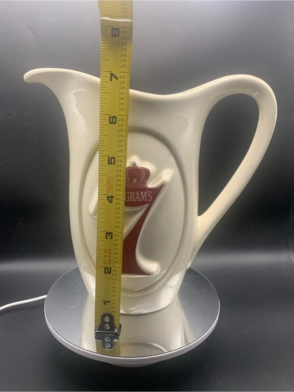 Vintage Seagram's 7 Crown Logo Whiskey Pitcher Jug Barware Classic American